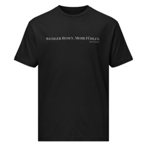T-Shirt aus feinem Jersey "Weniger Reden. Mehr Fühlen"